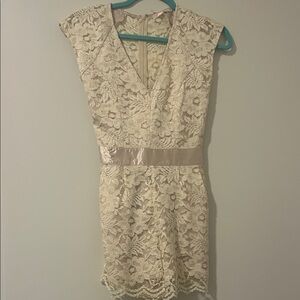 Elegant Cream Lace Romper Dress